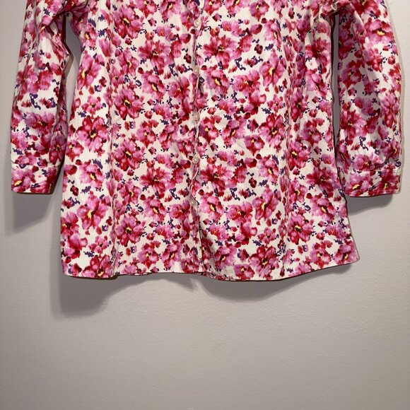 Lands' End No Iron Supima Pink Button Front Blouse Size 8 3/4 Sleeve Classic Top - Picture 5 of 7